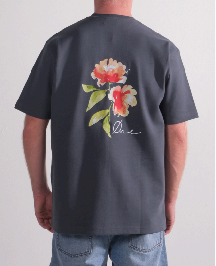 Flower paint tee - Donker groen