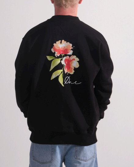 Flower paint sweater - Zwart
