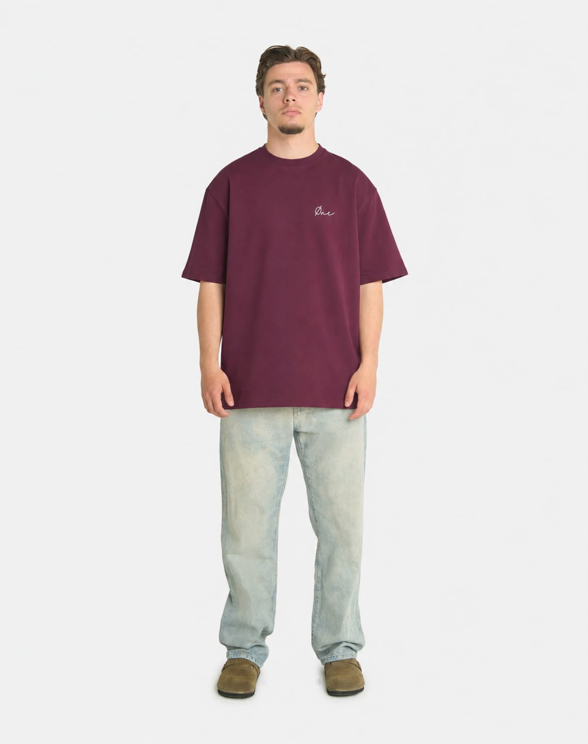 FLOWER PAINT TEE - BURGUNDY