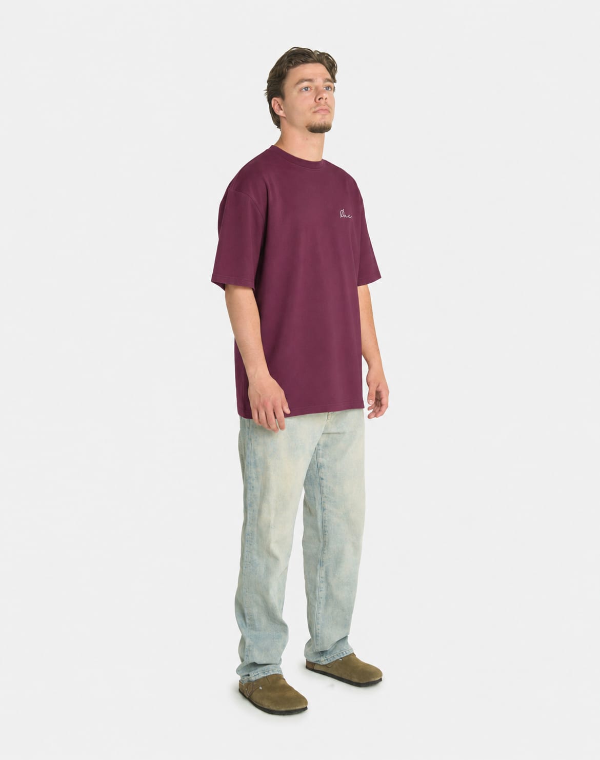 FLOWER PAINT TEE - BURGUNDY