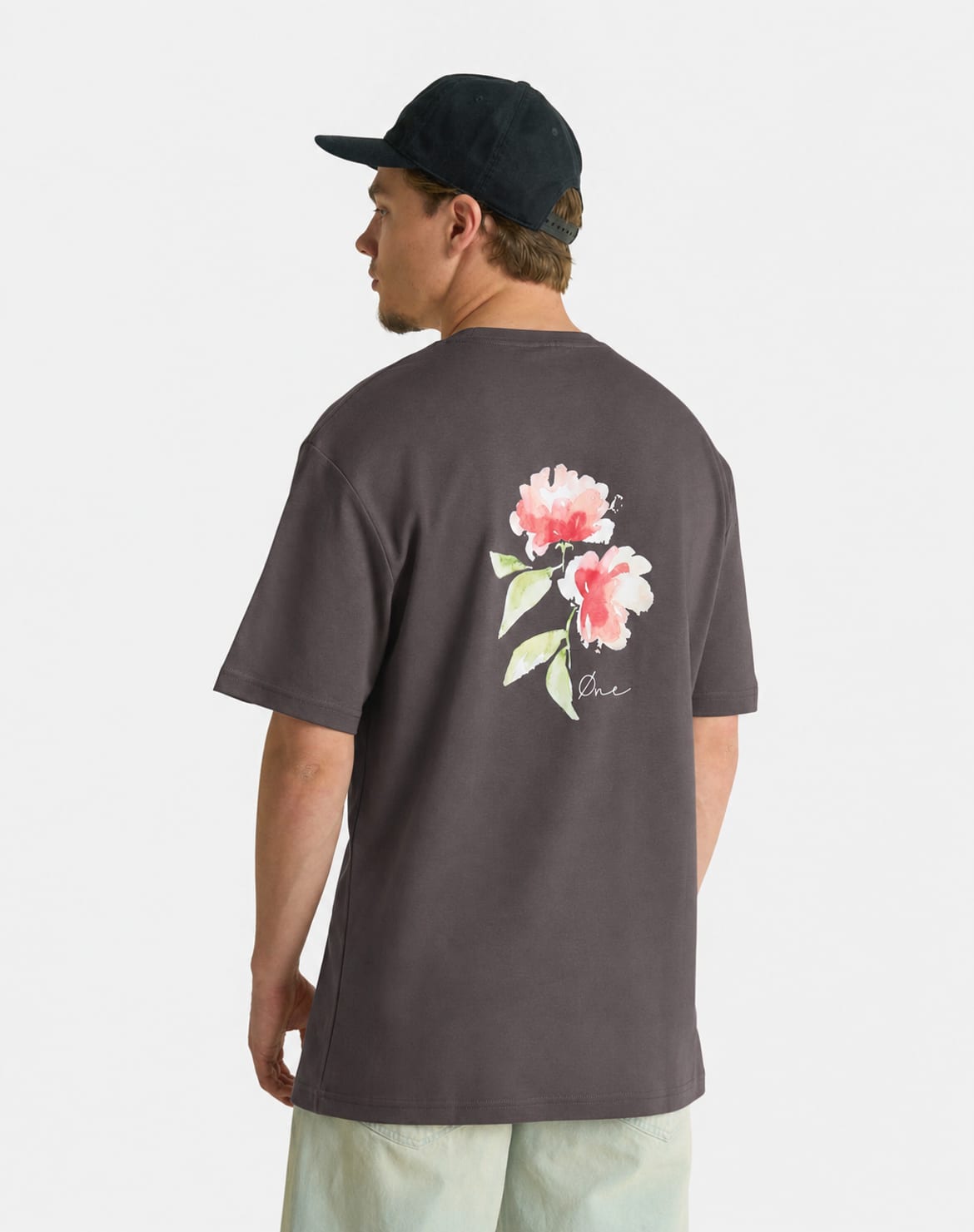 FLOWER PAINT TEE - BROWN