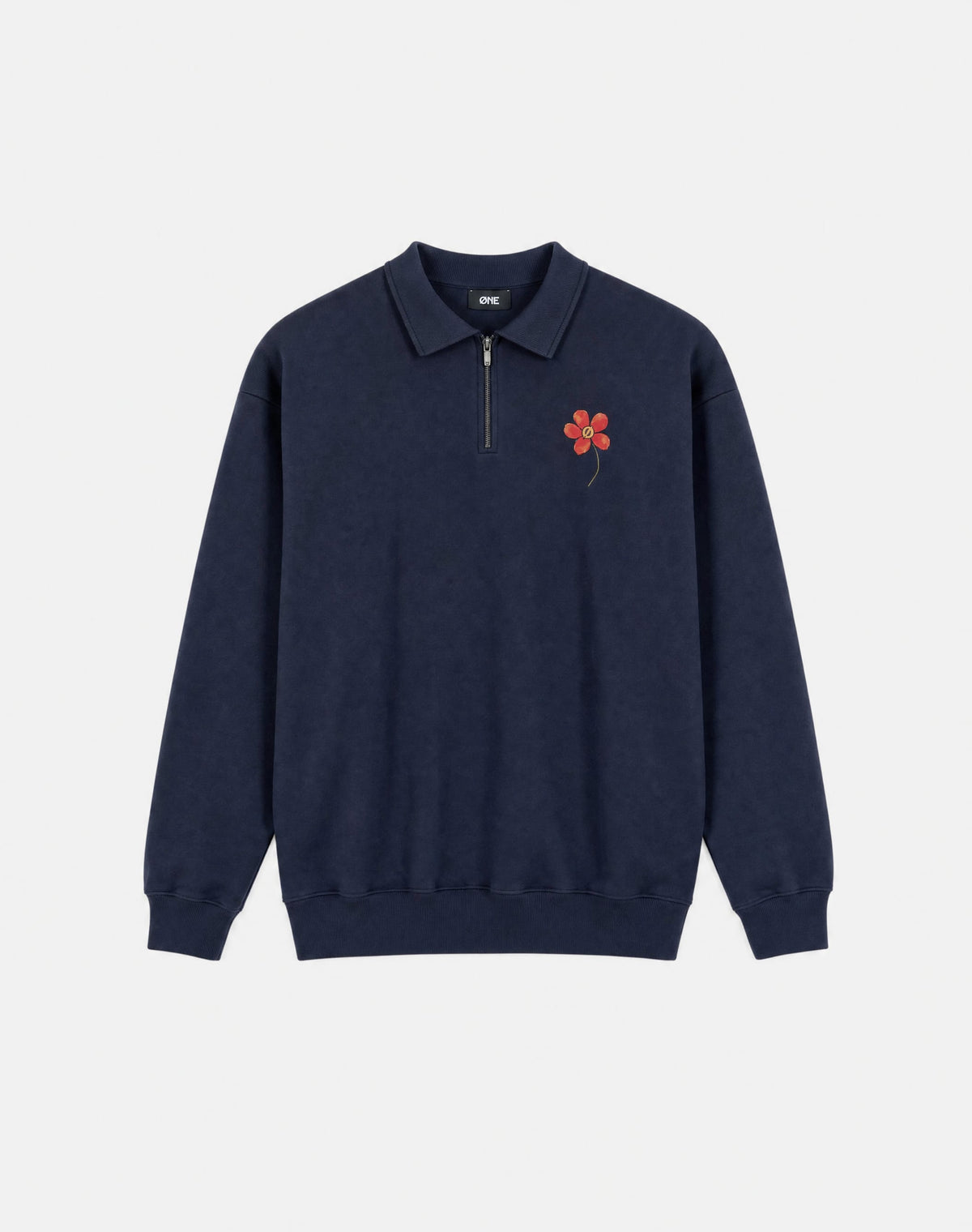 RED FLOWER HALF ZIP