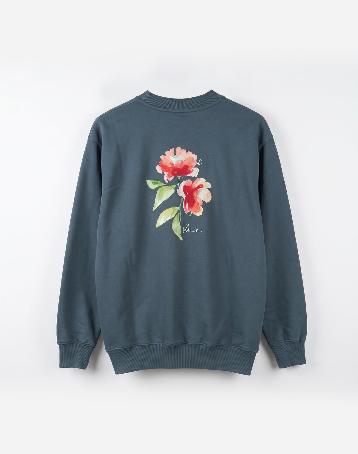 FLOWER PAINT SWEATER - DONKER GROEN