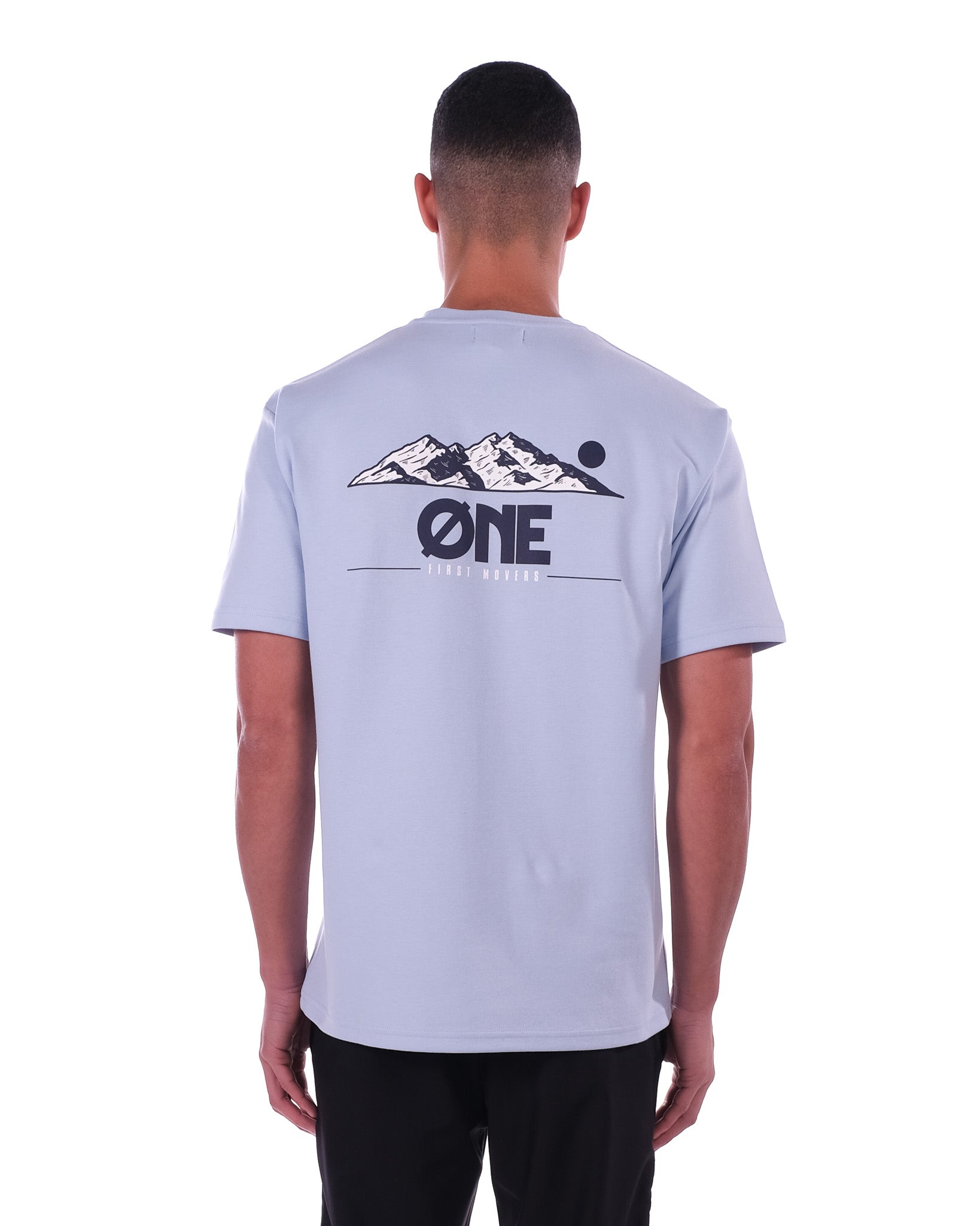 Mountain Backpiece Tee - Baby Blauw