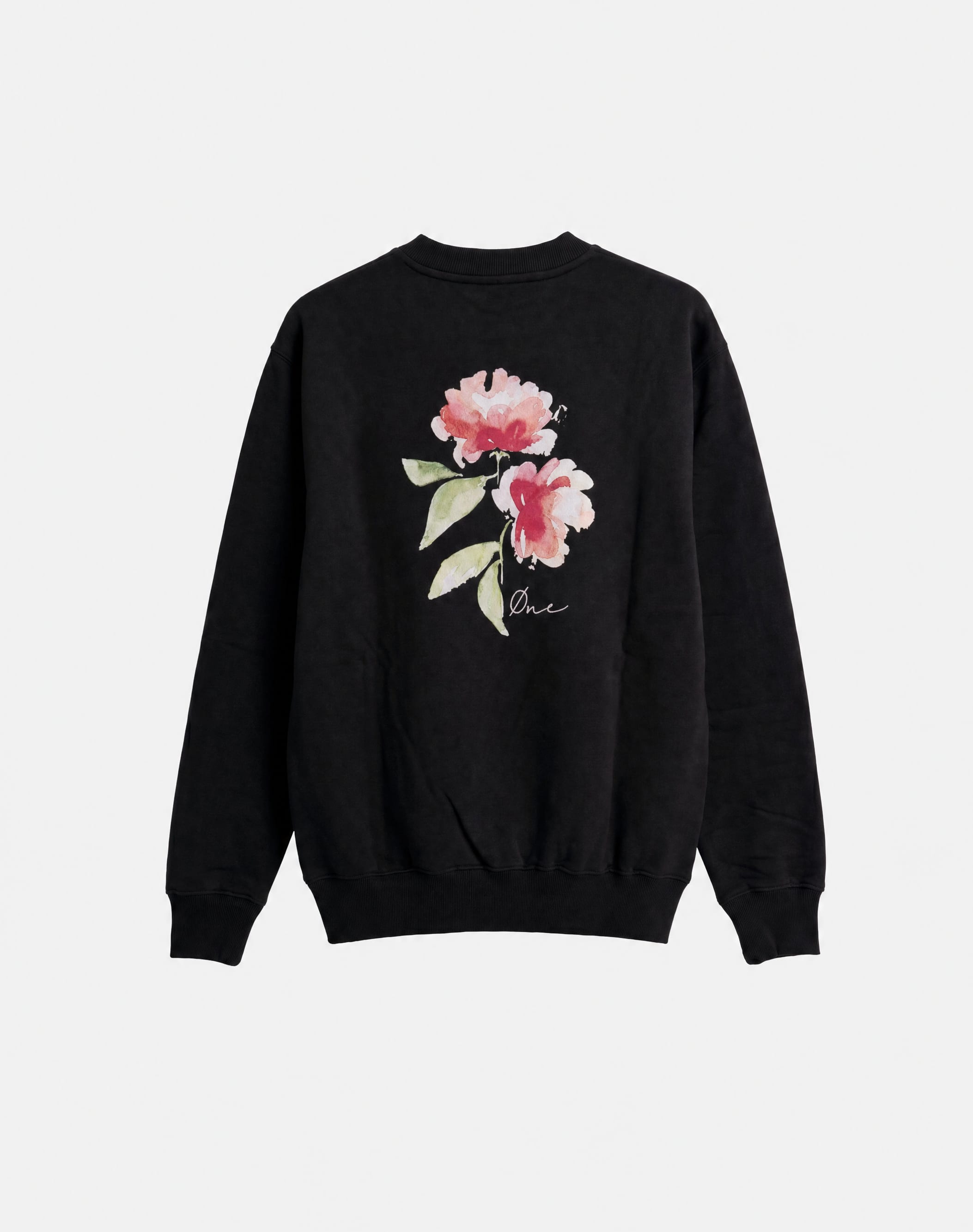 FLOWER PAINT SWEATER - BLACK