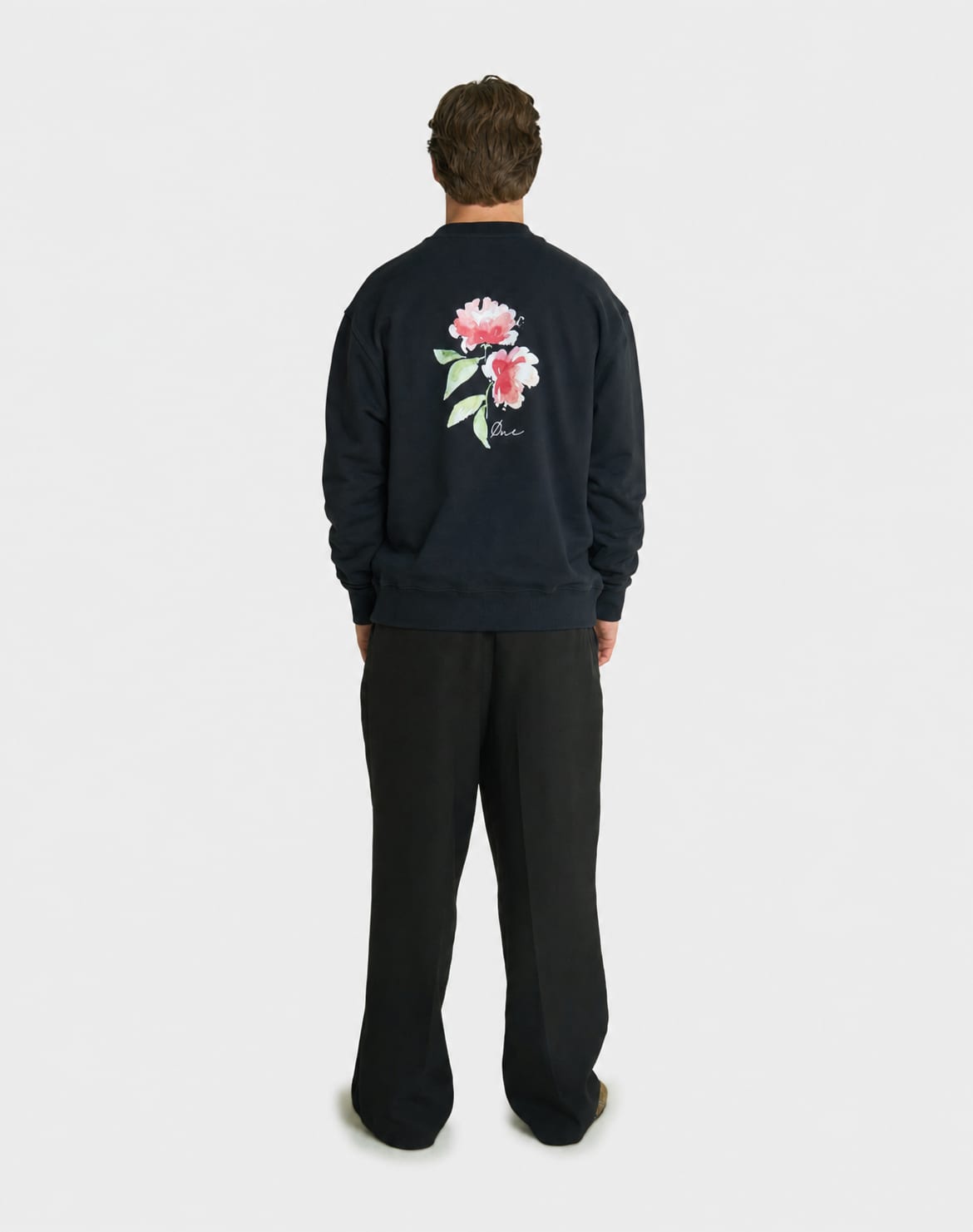 FLOWER PAINT SWEATER - BLACK