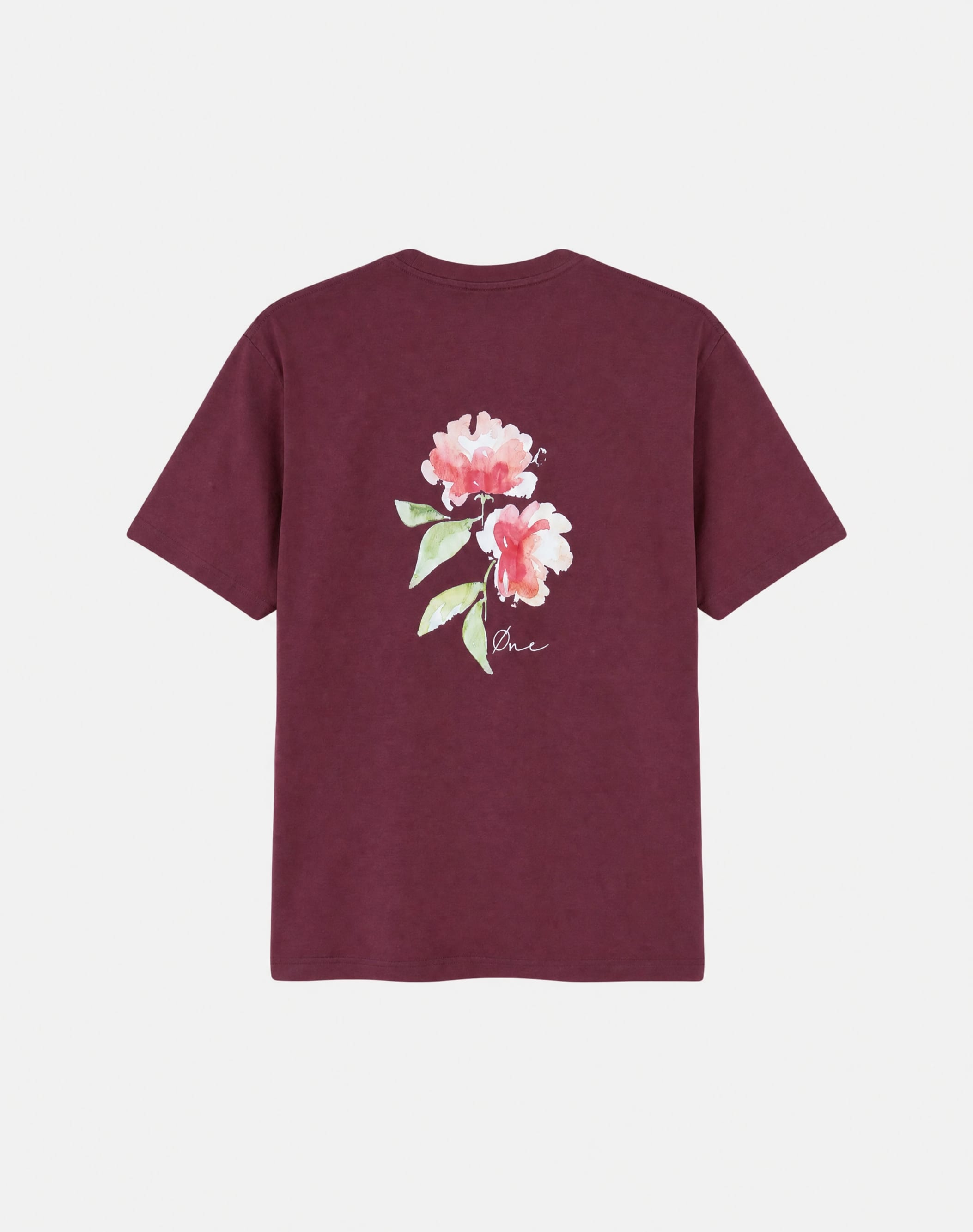 FLOWER PAINT TEE - BURGUNDY