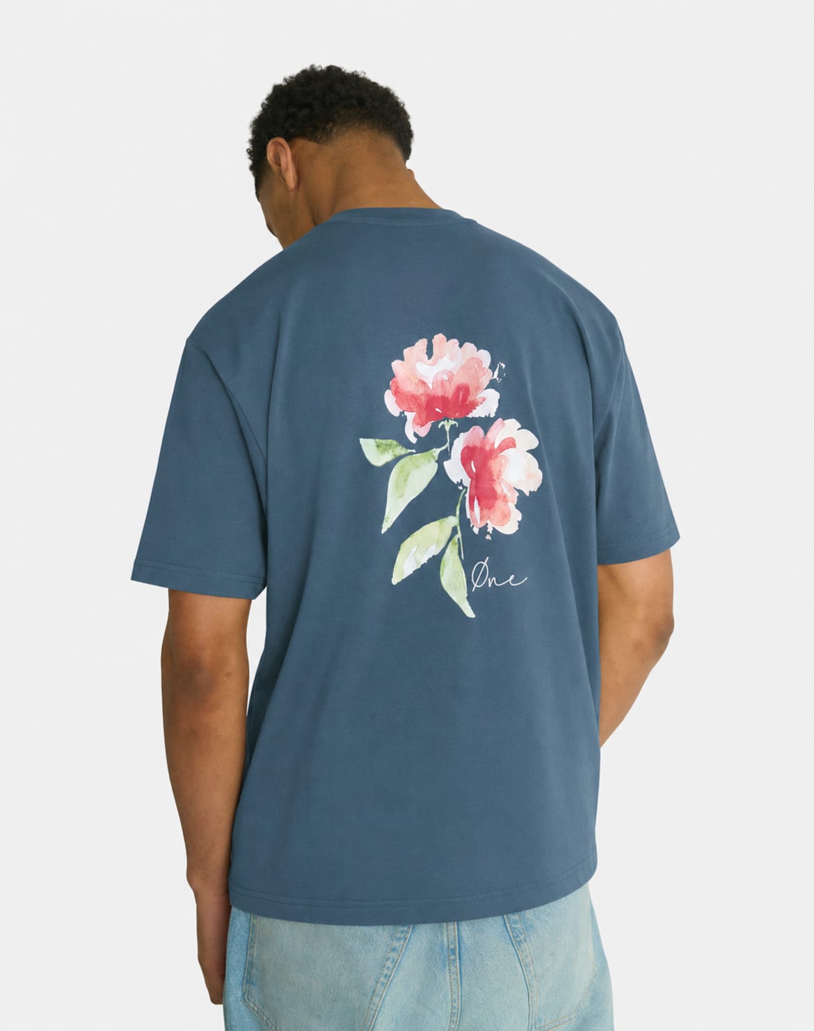 FLOWER PAINT TEE - DARK GREEN
