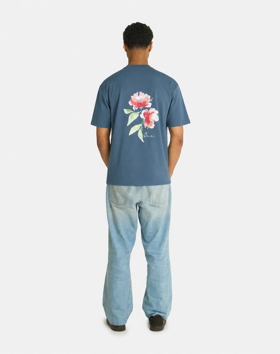 FLOWER PAINT TEE - DARK GREEN