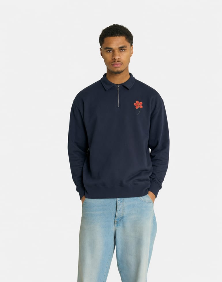 RED FLOWER HALF ZIP